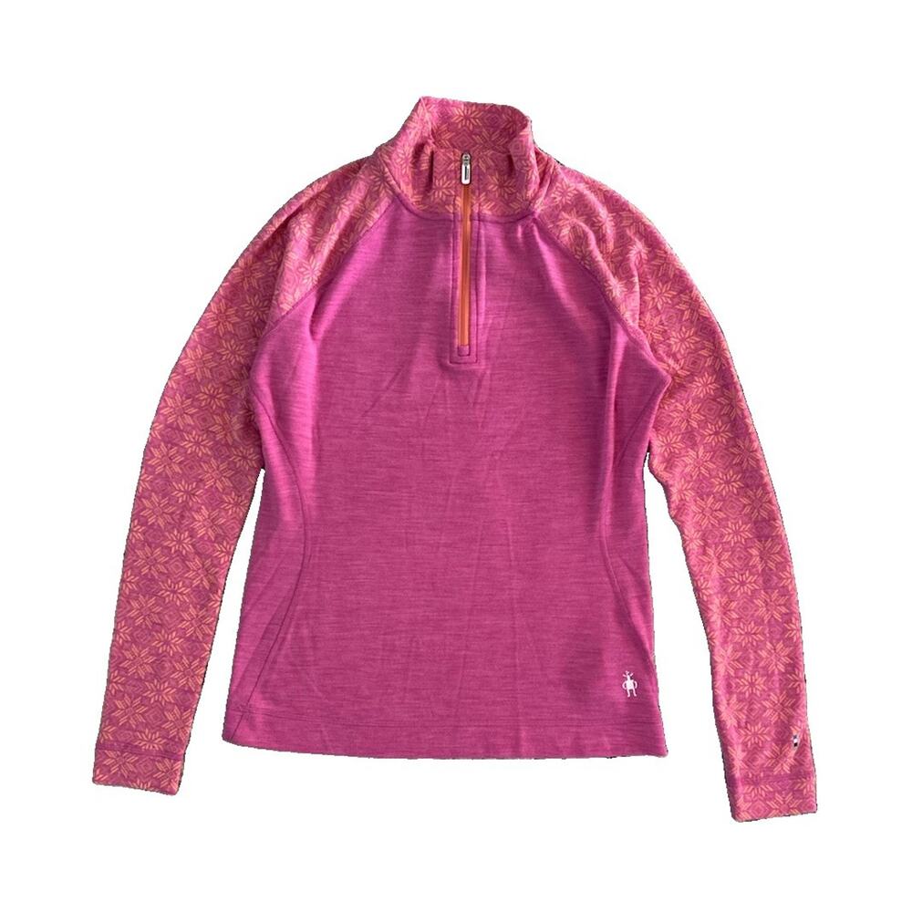Smartwool Women's Thermal Merino Base Layer 1/4 Zip Pullover Pink Size Medium